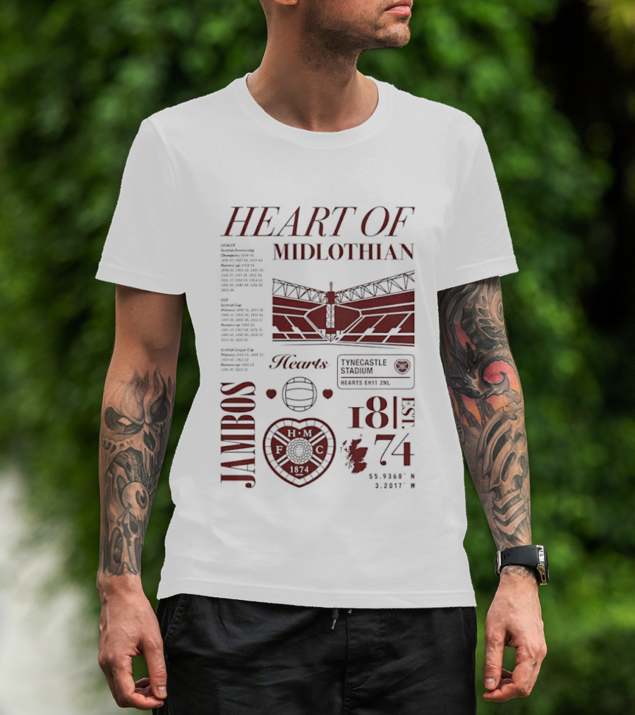Heart Of Midlothian Jambos Est 1874 Scottish Football Club T-Shirt