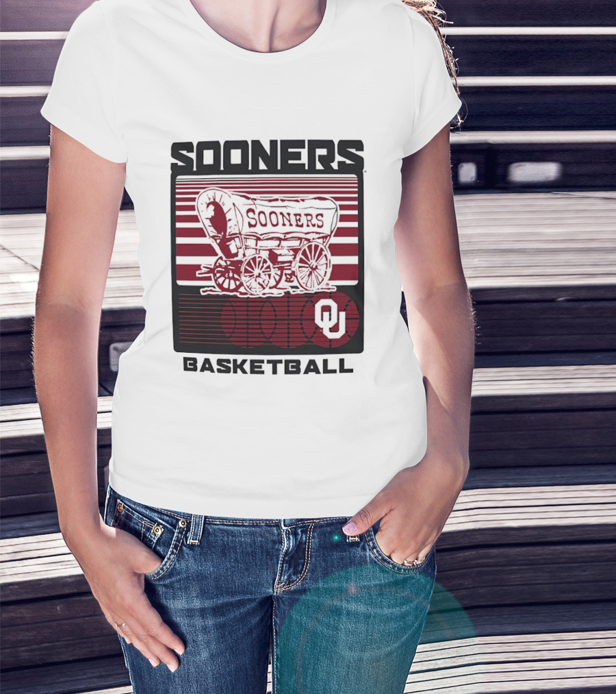 Sooners Basketball 1800s Wagon OU Staredown T-Shirt