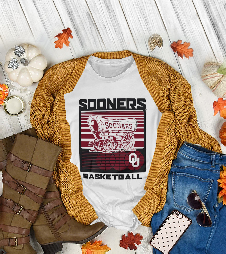 Sooners Basketball 1800s Wagon OU Staredown T-Shirt