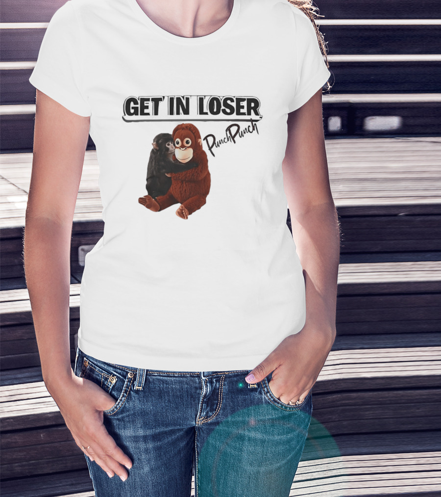 Punch Monkey Get In Loser Funny PopPiPi T-Shirt