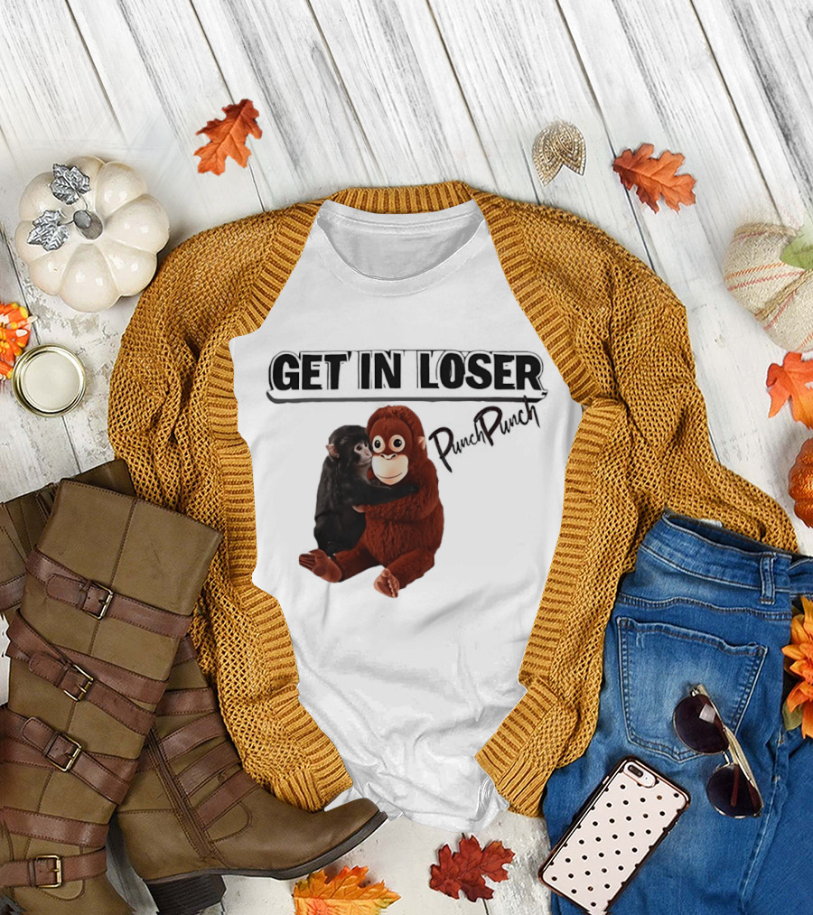 Punch Monkey Get In Loser Funny PopPiPi T-Shirt
