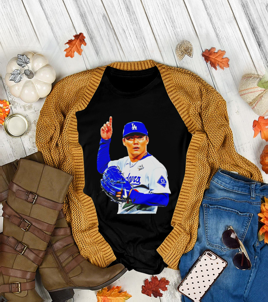 Yoshinobu Yamamoto '26 Los Angeles Dodgers Player Blue Glove T-Shirt