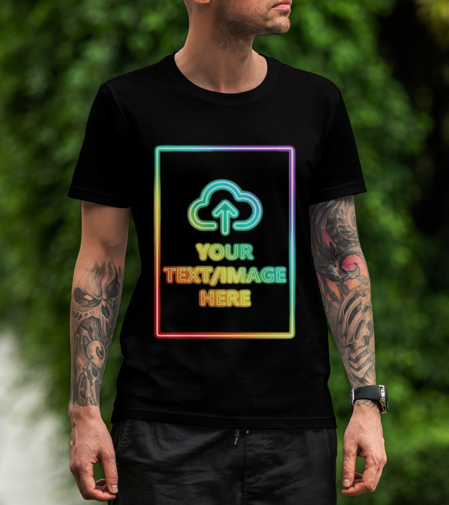 Your Text Image Here Neon Light Cloud Upload T-Shirt