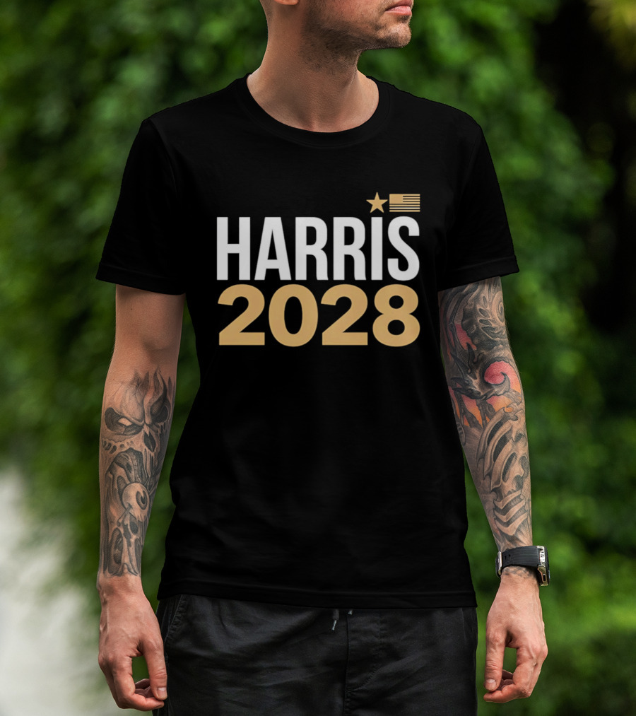 Harris 2028 USA Flag Star T-Shirt