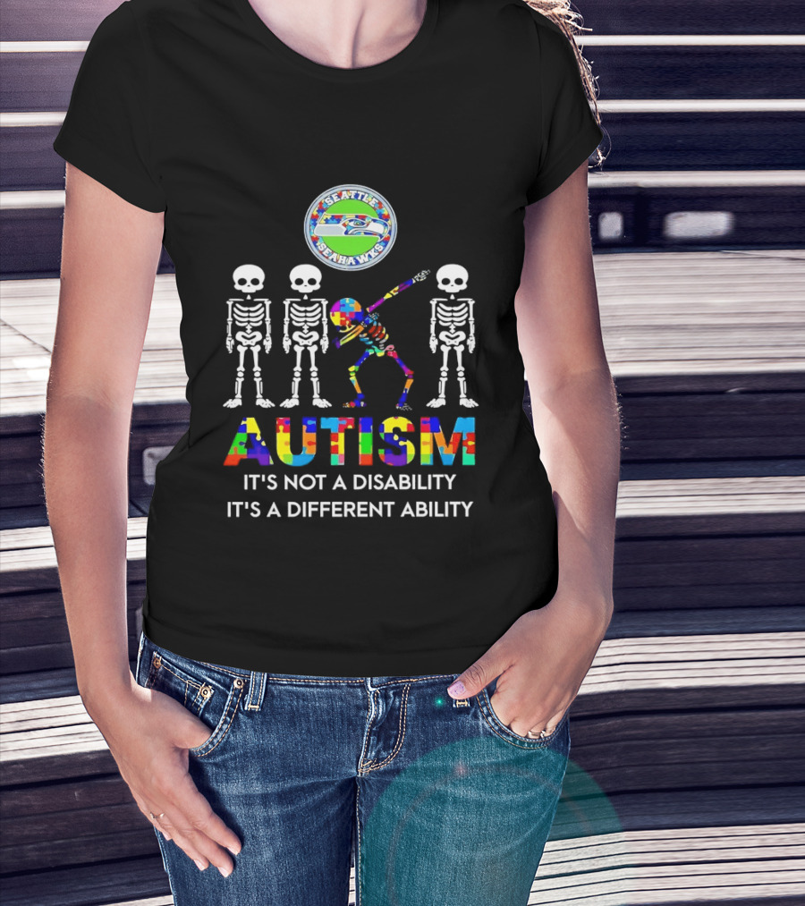 Seattle Seahawks Autism It's Not A Disability It's A Different Ability T-Shirt