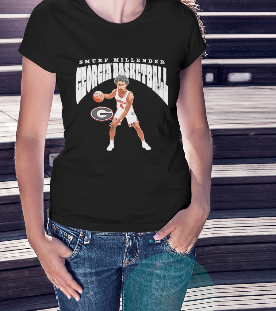 Georgia Bulldogs Smurf Millender Player Collage Basketball Team Merch T-Shirt