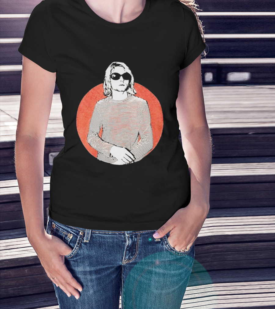 Kurt Cobain Striped Long Sleeve With Sunglasses T-Shirt