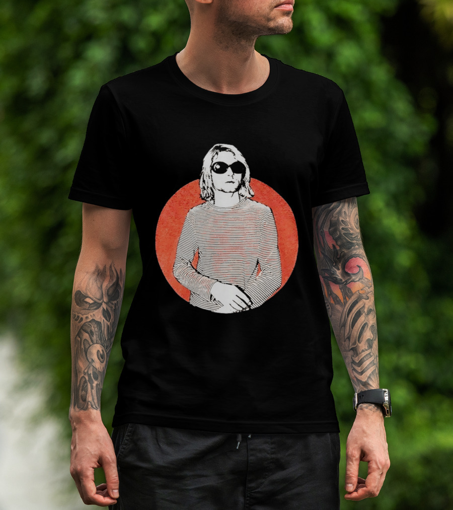 Kurt Cobain Striped Long Sleeve With Sunglasses T-Shirt