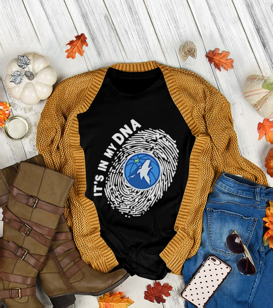 Minnesota Timberwolves It's in My DNA Fingerprint Wolf Basketball T-Shirt