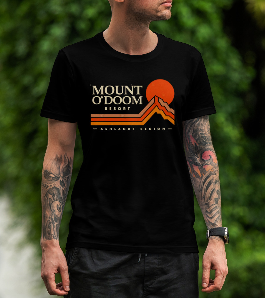 Mount O'Doom Resort Ashlands Region Sunset Retro Mountain T-Shirt