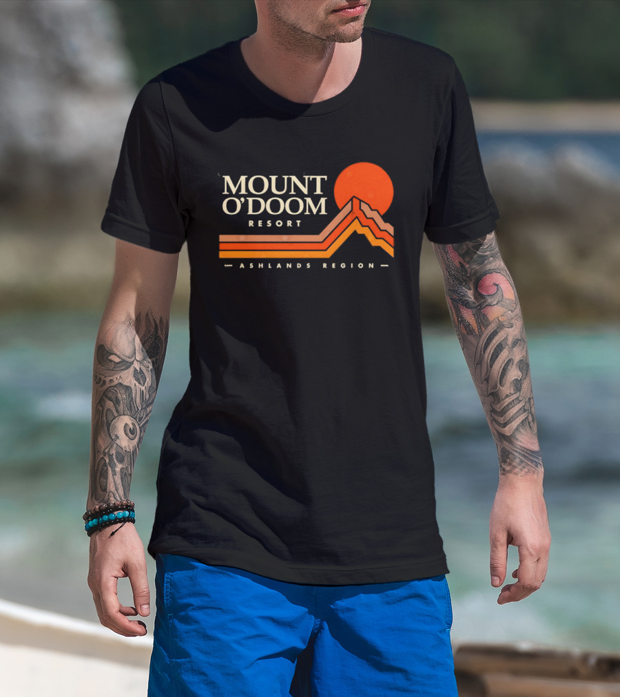 Mount O'Doom Resort Ashlands Region Sunset Retro Mountain T-Shirt