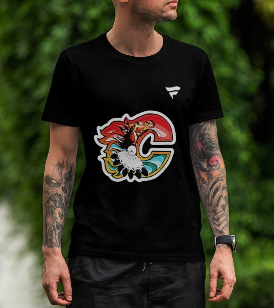 Calgary Flames Hockey Native Tribute C Logo Celebration T-Shirt