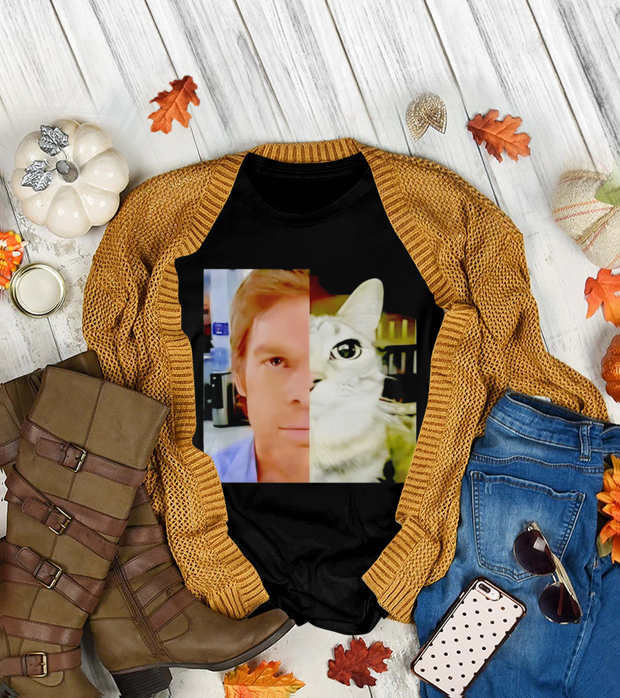 Dexter Morgan Cat Mashup Face Fusion T-Shirt
