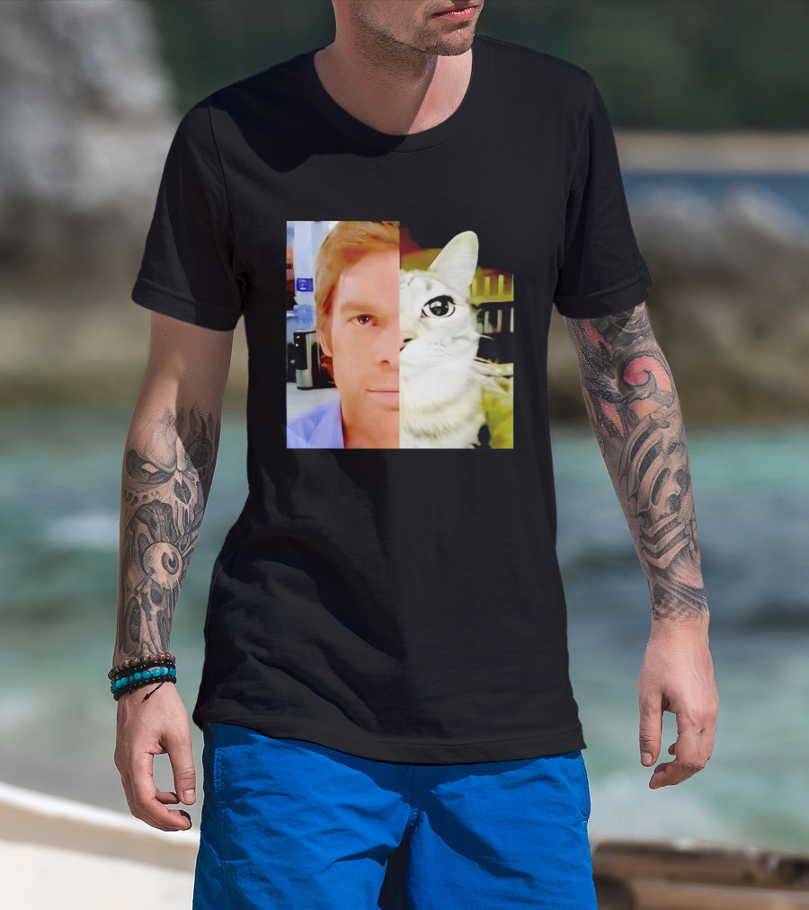 Dexter Morgan Cat Mashup Face Fusion T-Shirt