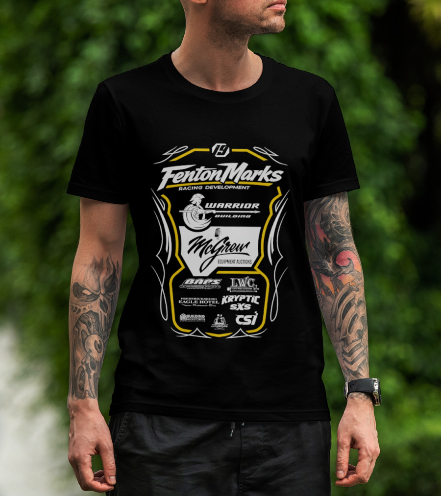 Fenton Marks Racing Development Warrior Building McGrew Equipment Auctions McGrath Racing Support ASCS DIRTcar UMP Racing T-Shirt