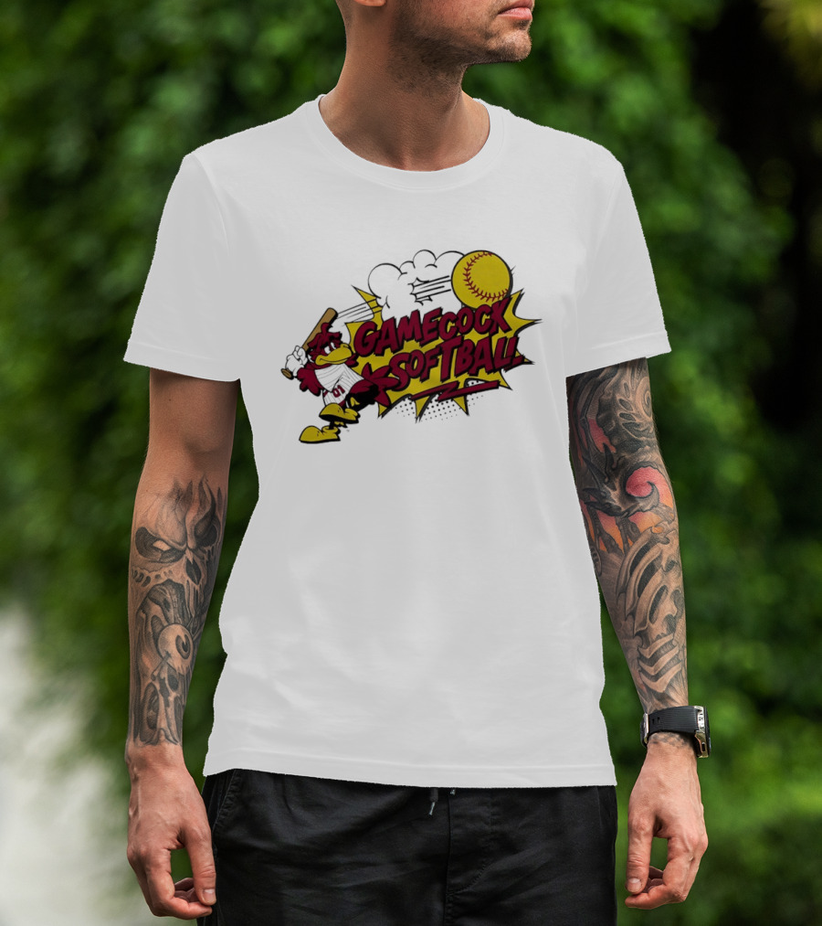 Gamecock Softball Cartoon Player Batting With Ball T-Shirt