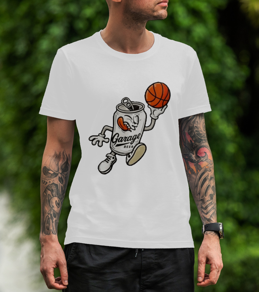 Garage Beer Can Basketball Cartoon T-Shirt