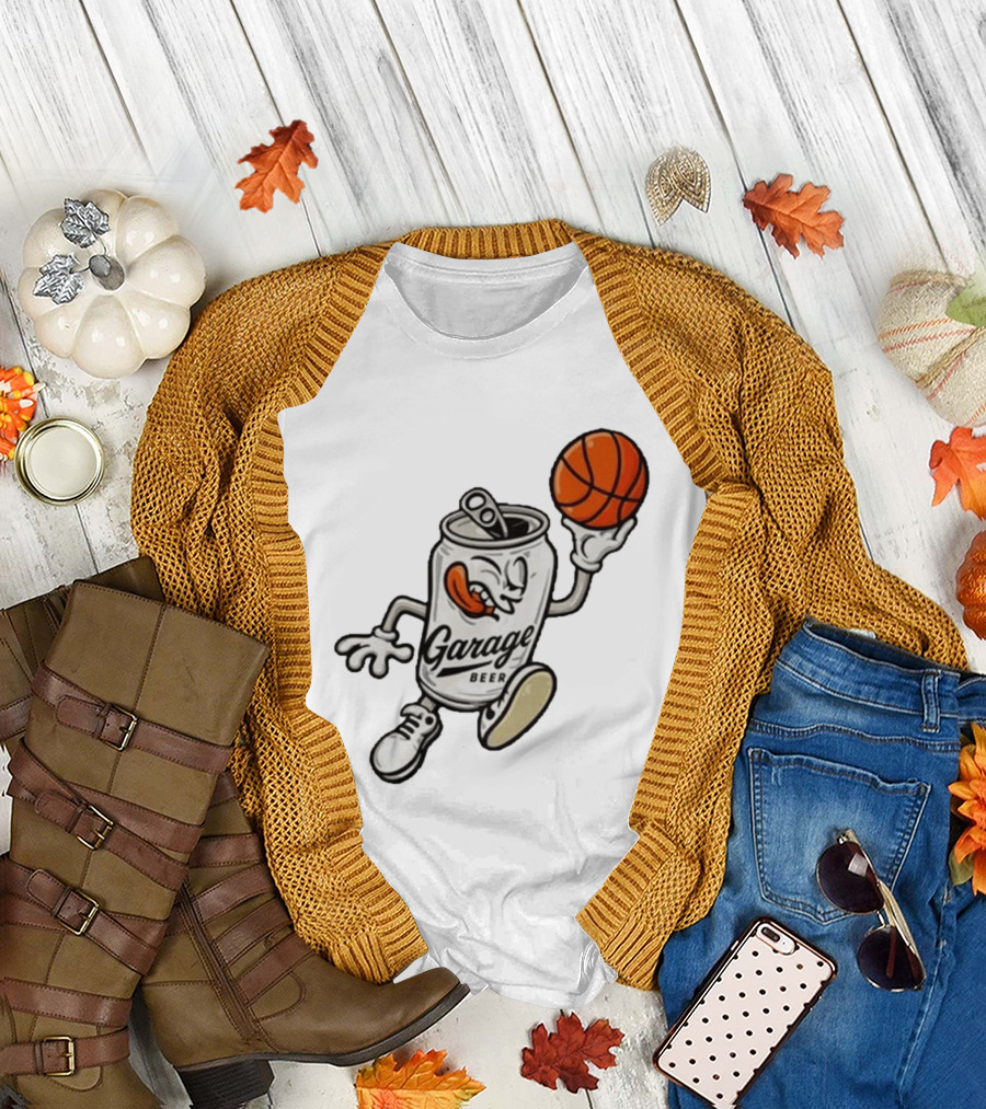 Garage Beer Can Basketball Cartoon T-Shirt