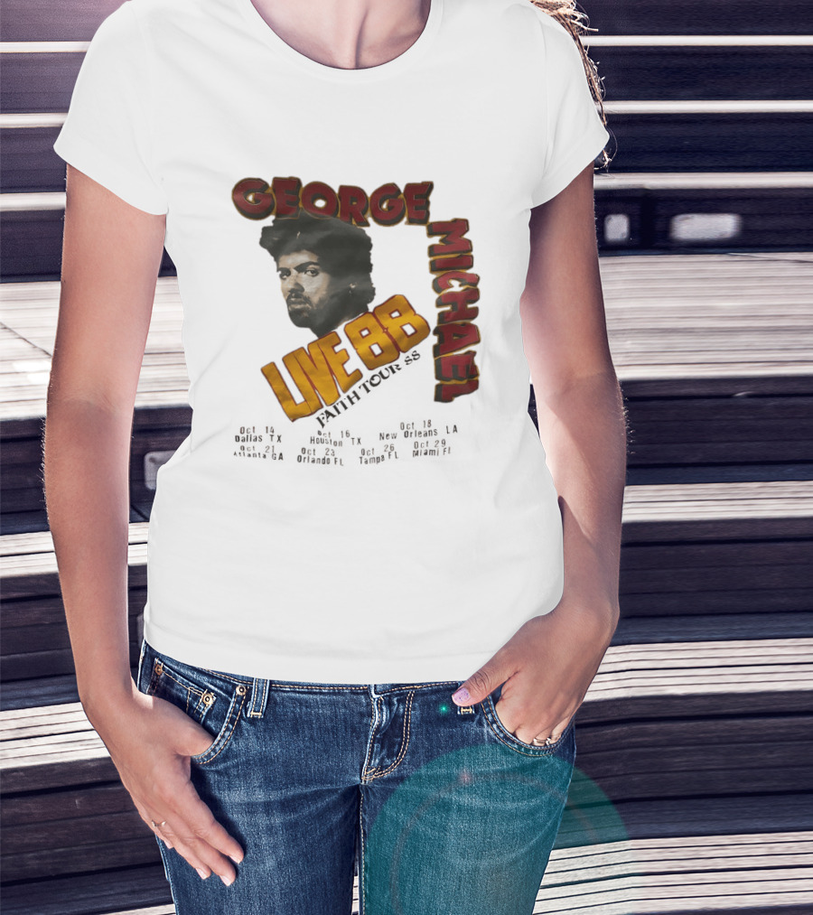 George Michael Live 88 Faith Tour 1988 Wembley Birmingham Glasgow Paris Dortmund Rotterdam T-Shirt