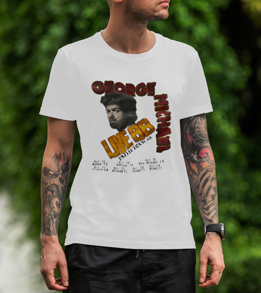 George Michael Live 88 Faith Tour 1988 Wembley Birmingham Glasgow Paris Dortmund Rotterdam T-Shirt