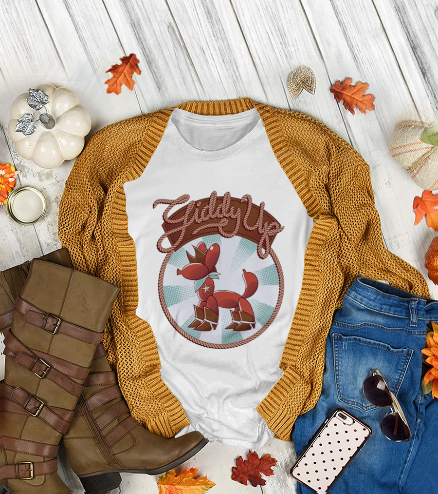 Giddy Up Balloon Horse Rope Circle Star Bandana Spurs T-Shirt