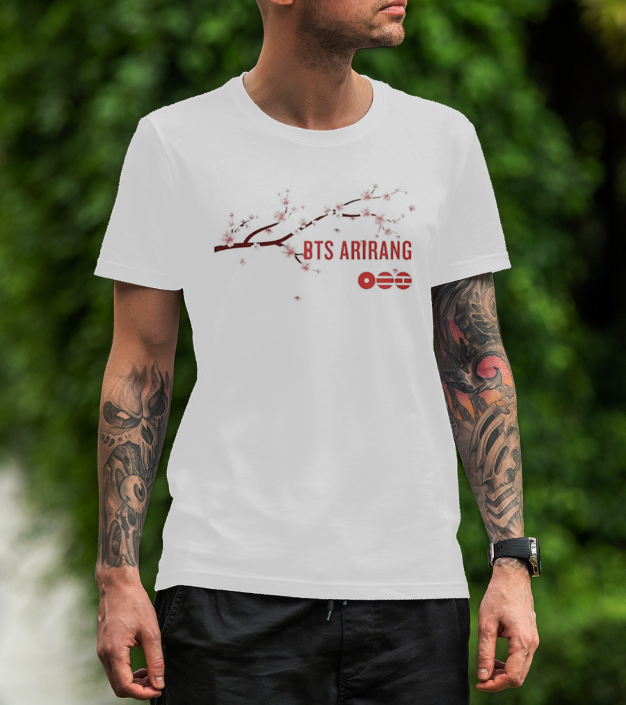 BTS Arirang Cherry Blossom Branch Red Blooms T-Shirt
