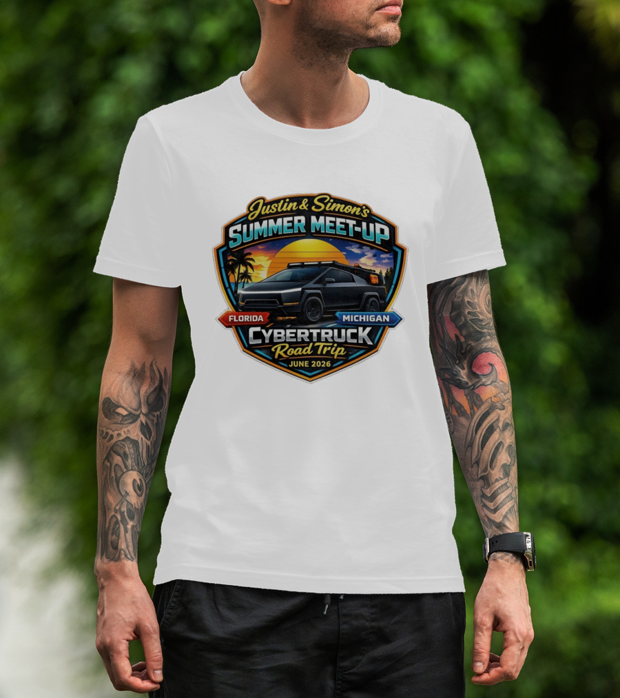 Justin And Simon's Summer Meet Up Cybertruck Road Trip Florida Michigan June 2026 T-Shirt