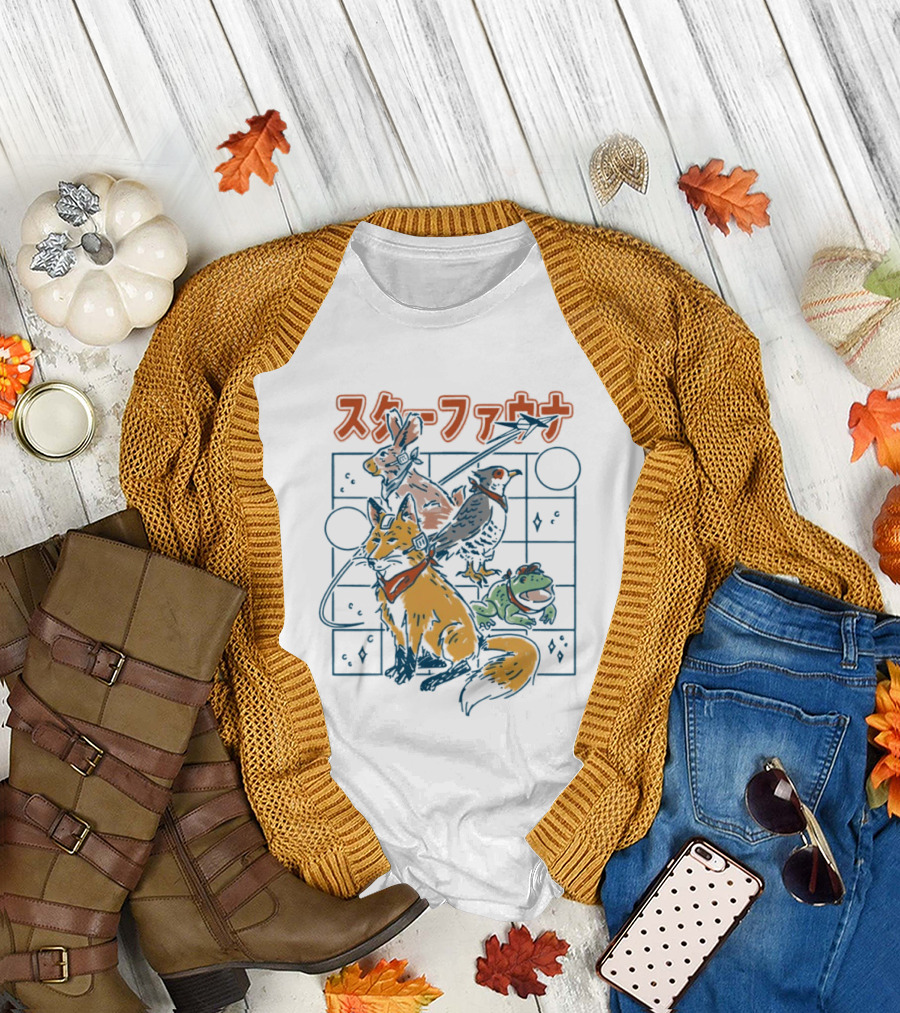 Star Fauna Fox Rabbit Falcon Frog T-Shirt