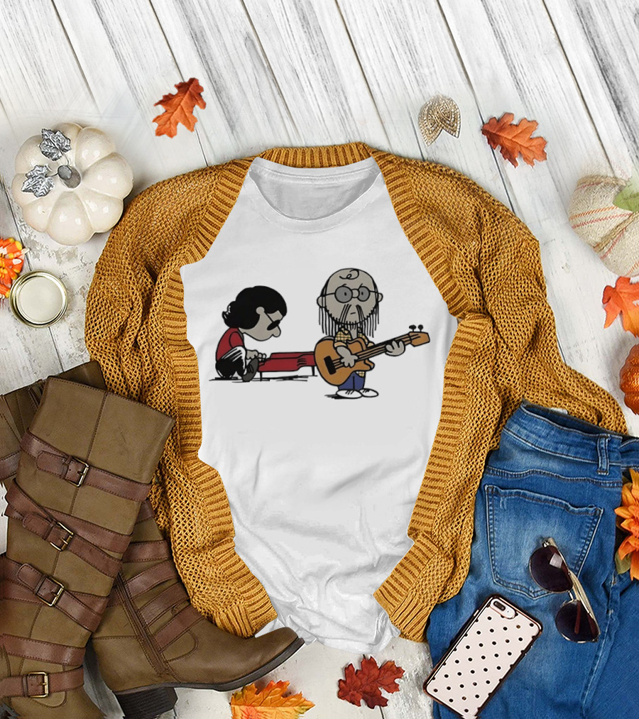 Steely Dan Musician Cartoon Crossover with Peanuts Characters Charlie Brown T-Shirt