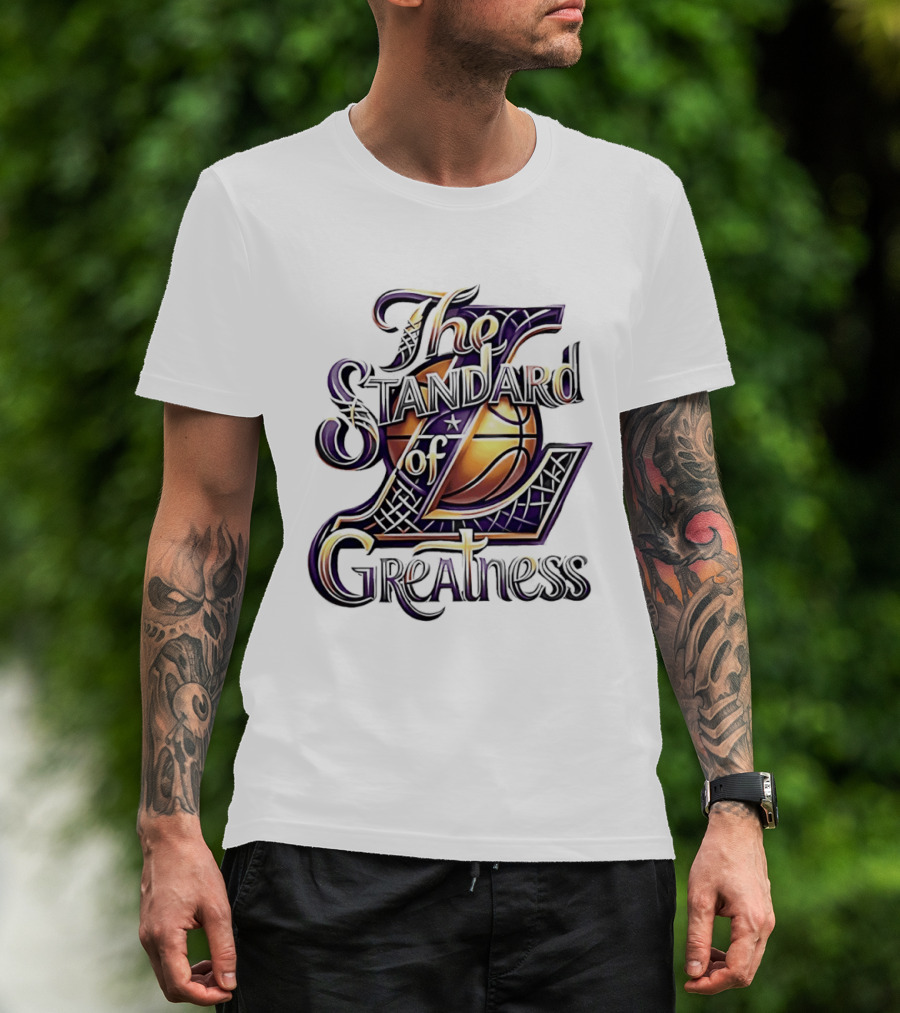 The Standard Of Greatness Gold Basketball Trophy Lakers T-Shirt