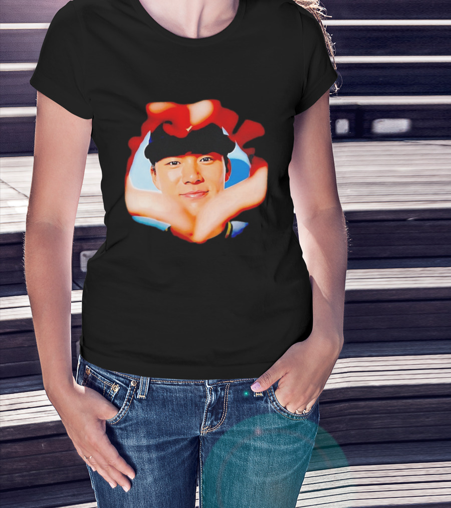 Yoshinobu Yamamoto Los Angeles Dodgers Heart Hand Photo T-Shirt