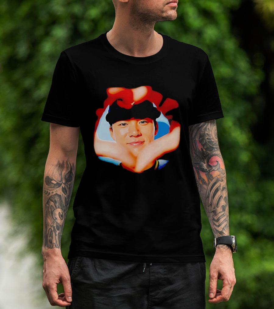 Yoshinobu Yamamoto Los Angeles Dodgers Heart Hand Photo T-Shirt