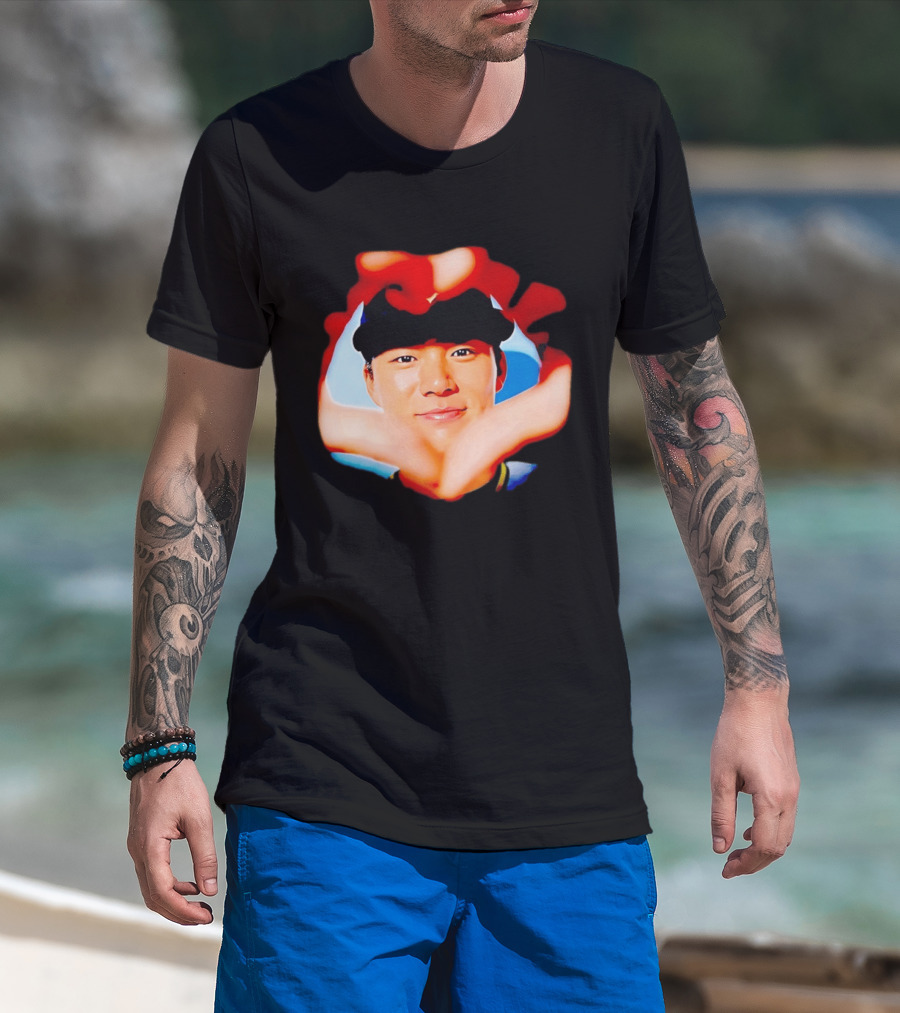 Yoshinobu Yamamoto Los Angeles Dodgers Heart Hand Photo T-Shirt