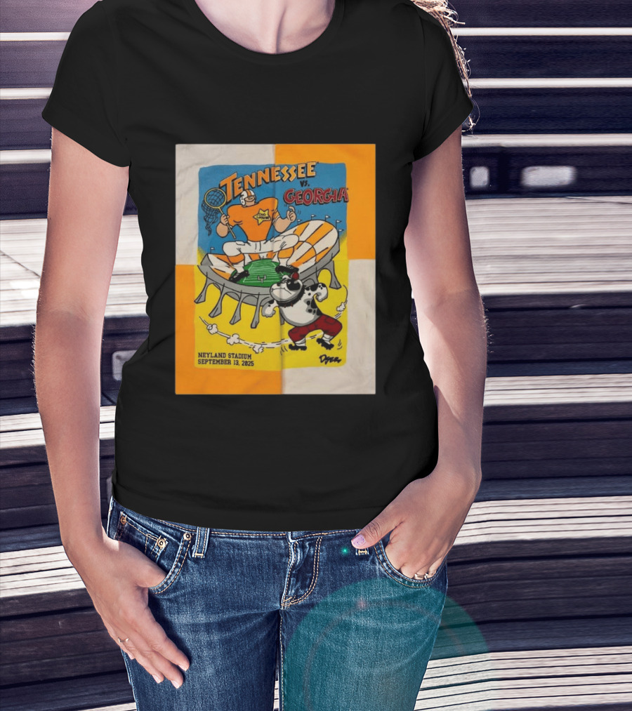 Tennessee Vs Georgia Neyland Stadium September 13 2025 Cartoon Bulldogs Volunteers T-Shirt