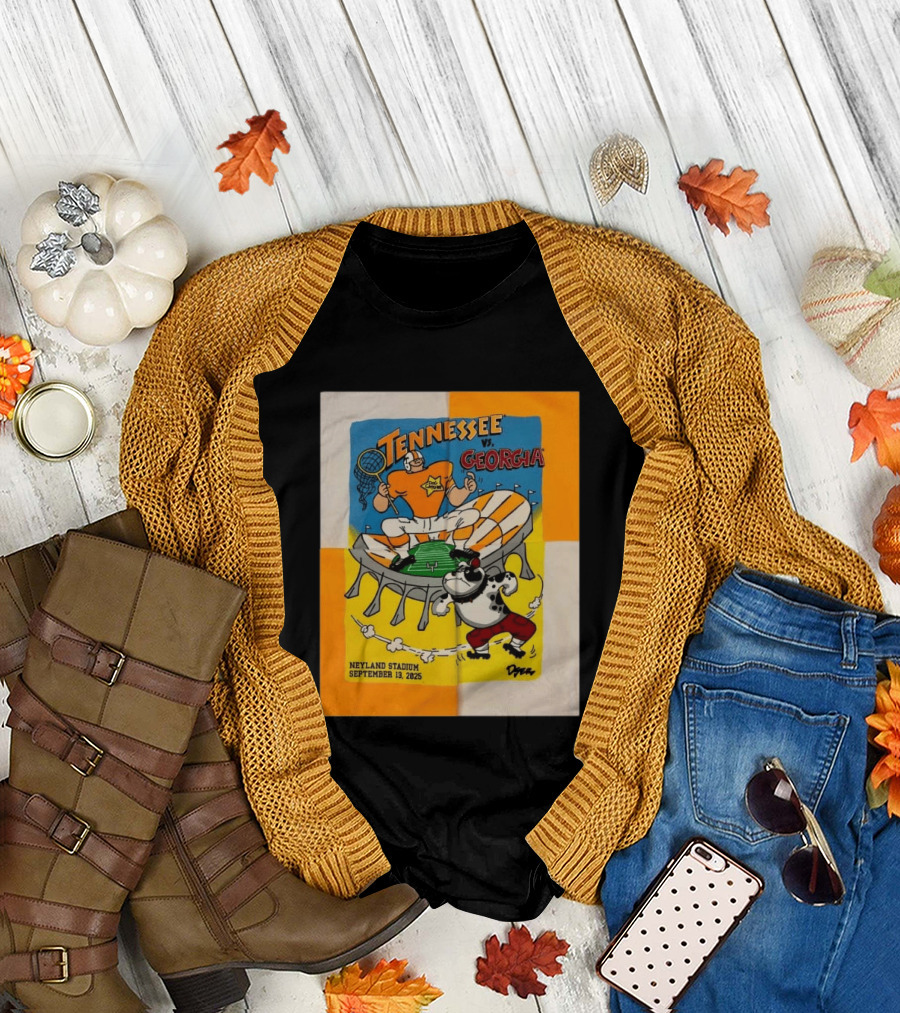 Tennessee Vs Georgia Neyland Stadium September 13 2025 Cartoon Bulldogs Volunteers T-Shirt