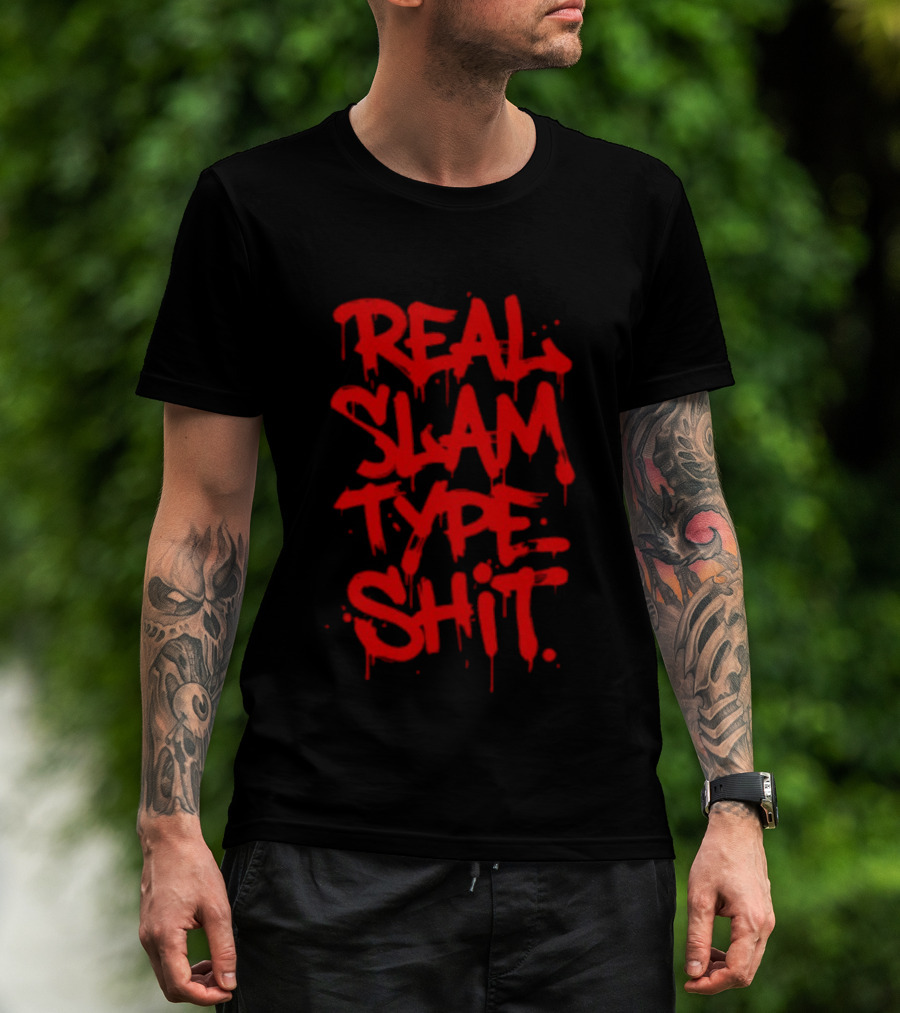 REAL SLAM TYPE SHIT Graffiti Style Red Drip T-Shirt