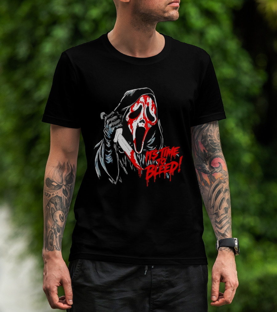 Ghost Face Time To Bleed Horror Iconic Scream Mask T-Shirt