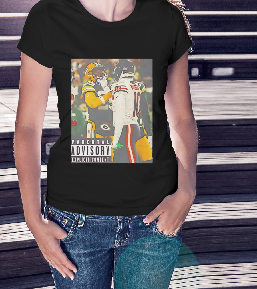 Green Bay Packers Vs Chicago Bears Rivalry Parental Advisory Explicit Content T-Shirt