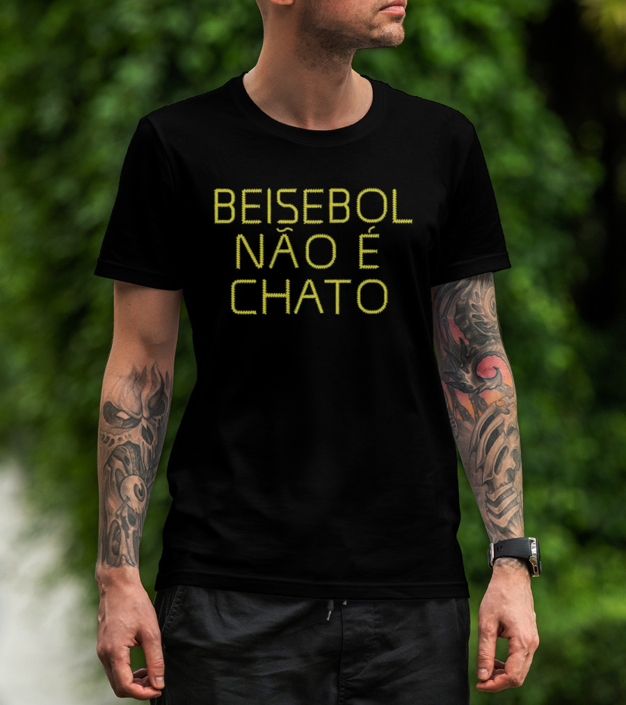 Beisbol Não É Chato Yellow Text Fan T-Shirt