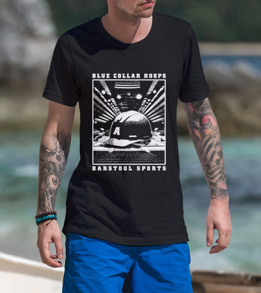 Blue Collar Hoops Barstool Sports American Flag Helmet T-Shirt