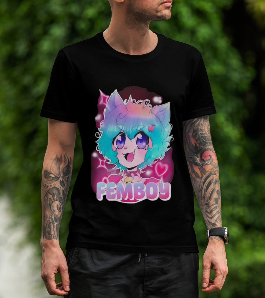 Femboy Anime Pastel Cat Ears Kawaii Aesthetic Cute T-Shirt