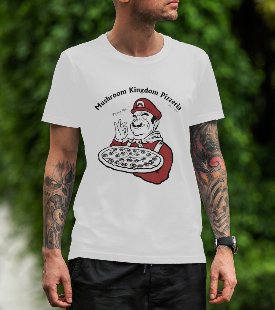 Mushroom Kingdom Pizzeria Funny Pizza Chef Winking Gesture Gaming Fan T-Shirt