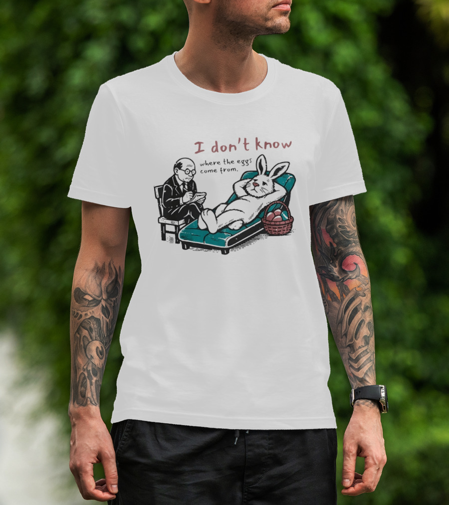 I Don't Know Where The Eggs Come From Old Man And Bunny T-Shirt