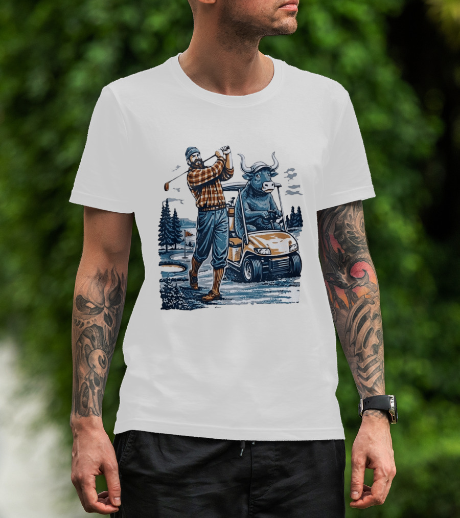 Paul Babe Playing Golf With Bison Driving A Golf Cart T-Shirt