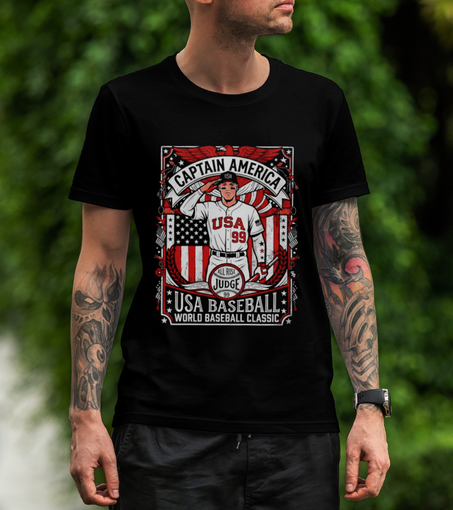 Captain America USA Baseball Judge 99 World Baseball T-Shirt