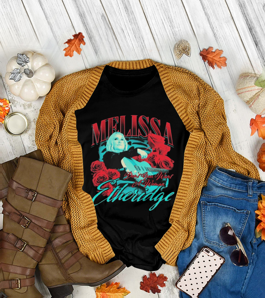 Melissa Etheridge Don't You Want A Woman Red Roses Guitar T-Shirt