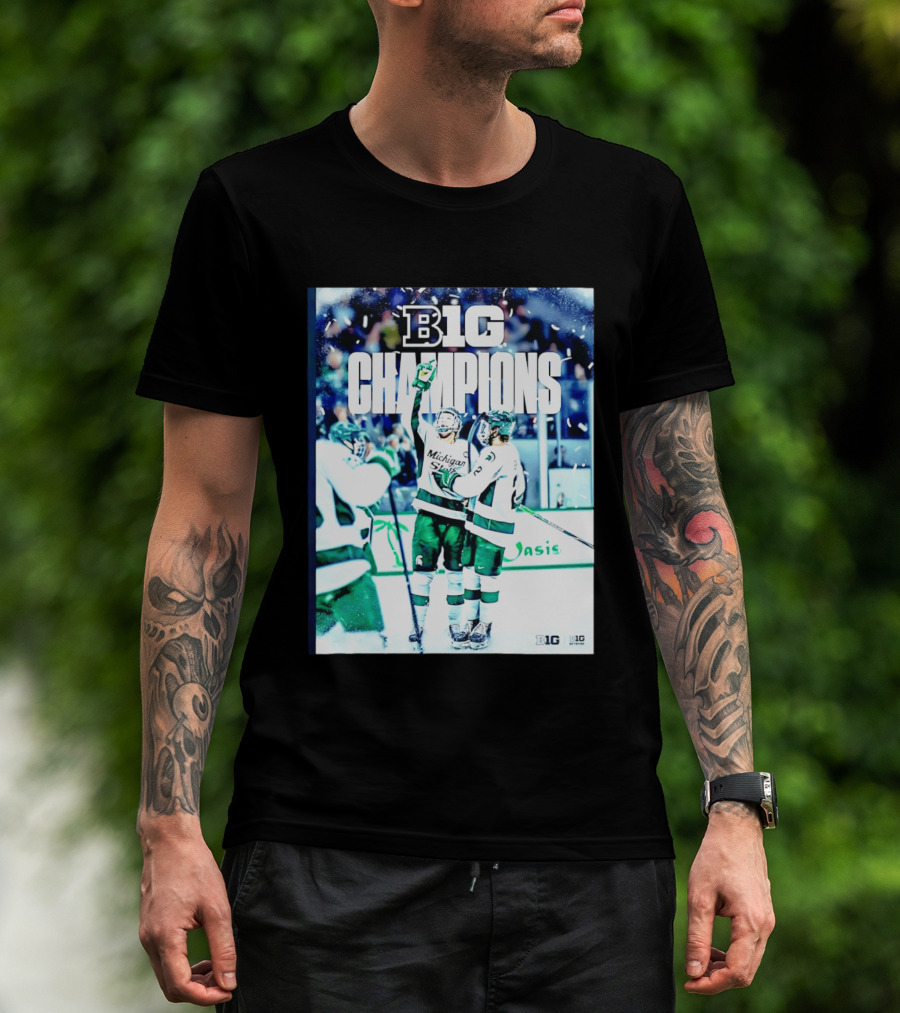 B1G Champions Michigan State Spartans Ice Hockey 2026 B1G Men's Hockey Regular Season Champs Back To Back T-Shirt