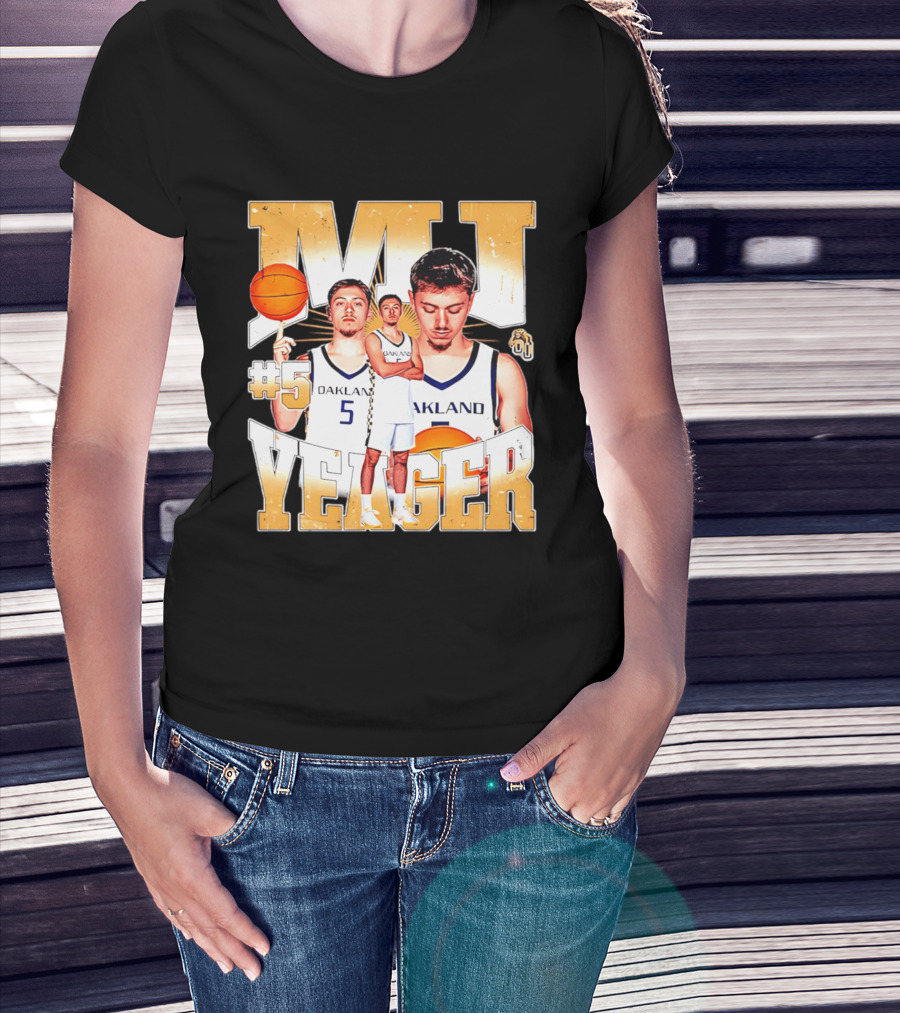 MJ Yeager Oakland Basketball #5 NCAA Player Collage T-Shirt