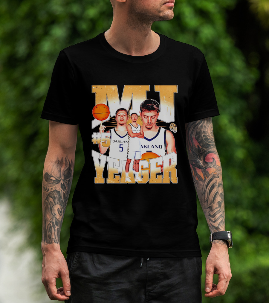 MJ Yeager Oakland Basketball #5 NCAA Player Collage T-Shirt