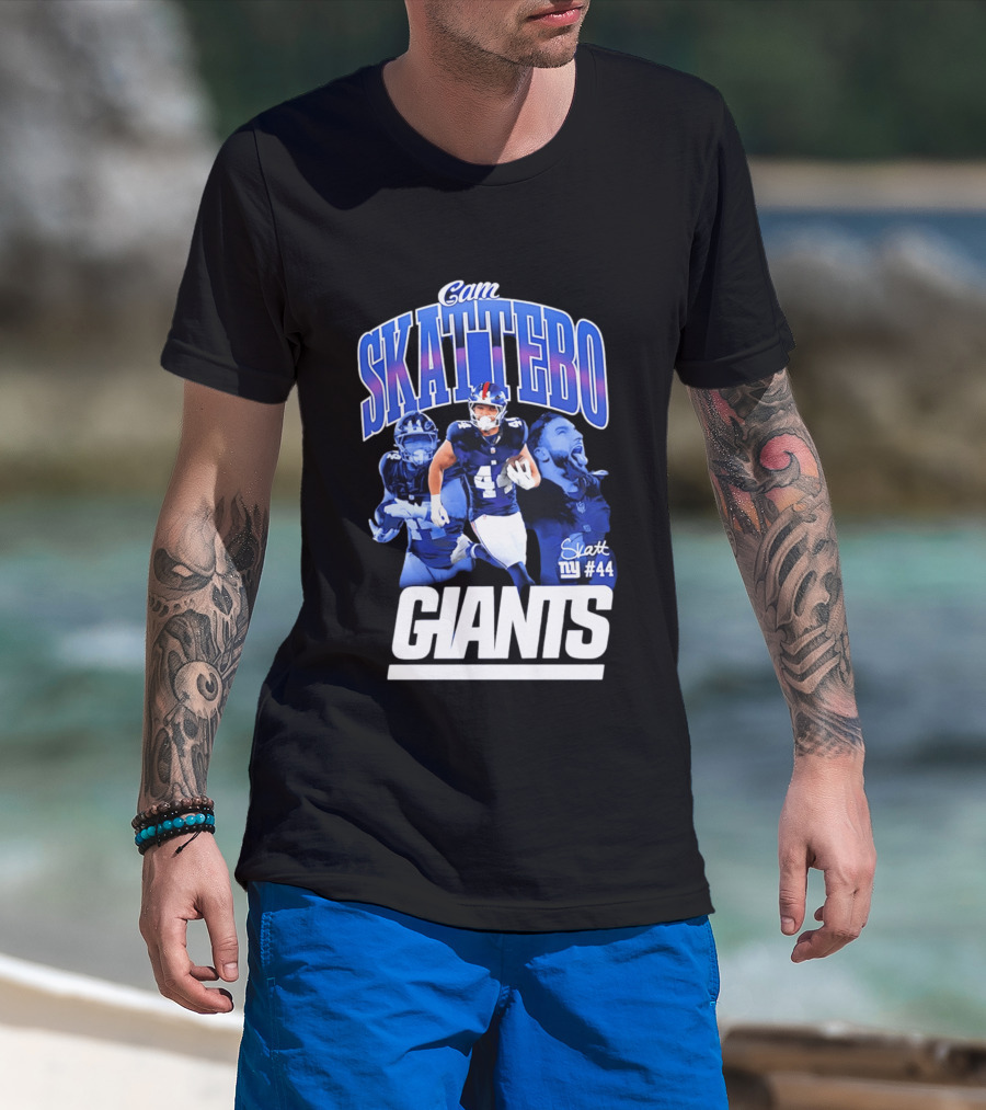 Cam Skattebo Giants #44 Triple Pic T-Shirt